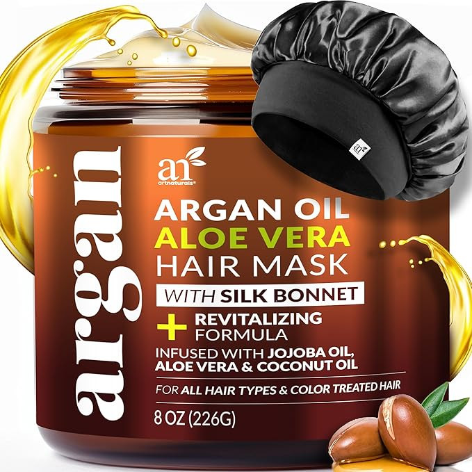 Hair Mask + Silk Bonnet for Sleeping Women Set - Deep Conditioner & Leave-In Conditioner for Dry,... | Amazon (US)