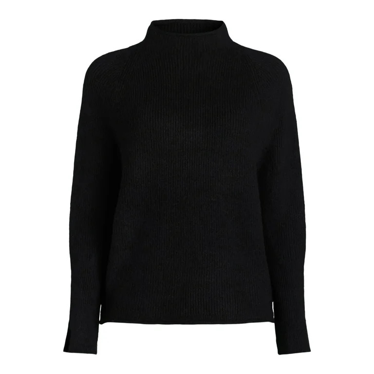 Scoop Women's Ribbed Mock Neck Sweater, Lightweight, Sizes XS-XXL | Walmart (US)