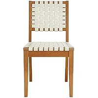 Amazon Brand – Rivet Faux Leather Woven Dining Chair with Wood Frame, Set of 2, 18"W, Light Beige | Amazon (US)