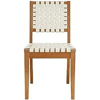 Amazon Brand – Rivet Faux Leather Woven Dining Chair with Wood Frame, Set of 2, 18"W, Light Beige | Amazon (US)