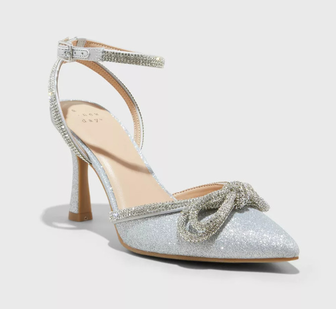 Women's Carmin Bow Pumps With Memory Foam Insole Silver - A New Day - SIZE 7.5 | eBay | eBay US