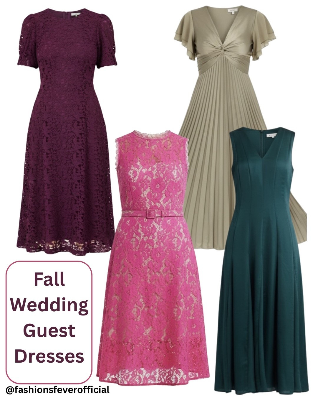 Fall Wedding Guest Dresses. These dresses align perfectly for the formal wedding guest dresses and semi-formal wedding guest dress. The burgundy lace dress, pink lace dress, olive pleated dress and dark green elegant dress will make you look extremely gorgeous! #ltkfall #ltkfallweddingguest #ltkweddingguestdresses

#LTKWedding #LTKStyleTip #LTKParties