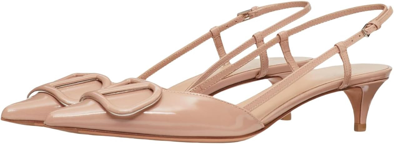 Women's Kitten Slingback Heels Pointed Toe Low Heel Pumps | Amazon (US)