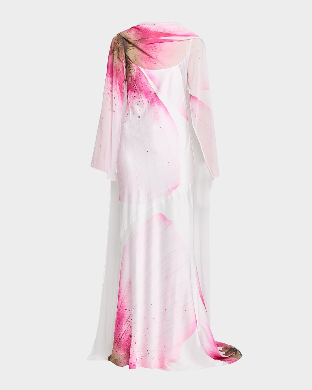 Devlyn Floral Satin Georgette Gown | Neiman Marcus
