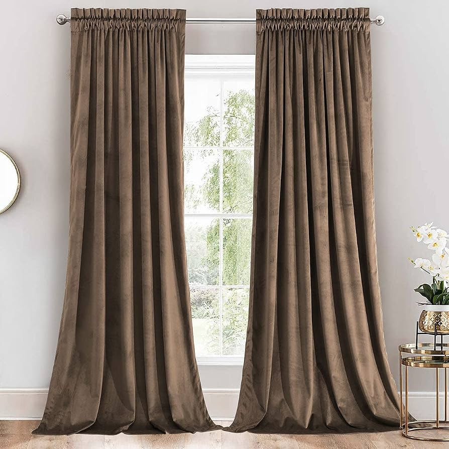 Royal Hotel Bedding Velvet Blackout Curtain Panels Top Rod Pocket Heavyweight, Solid Panels Soft ... | Amazon (US)