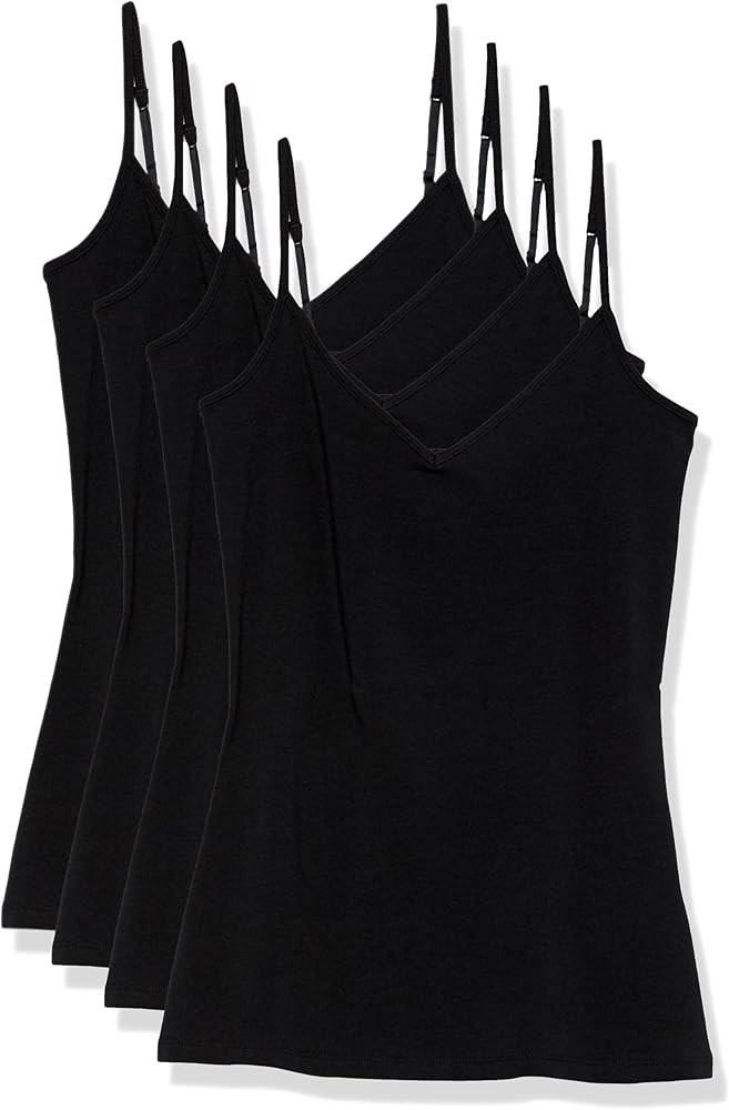 Amazon Essentials Women's Slim-Fit Knit V-Neck Layering Cami (Available in Plus Size), Pack of 4 | Amazon (US)
