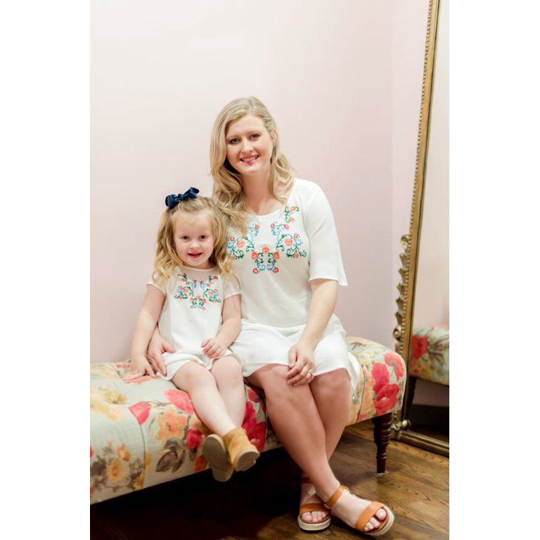 The Pioneer Woman Mommy & Me Embroidered Dress with Flutter Sleeves, Women's | Walmart (US)