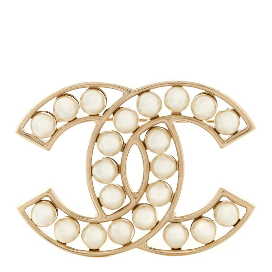 Pearl CC Brooch Light Gold | FASHIONPHILE (US)