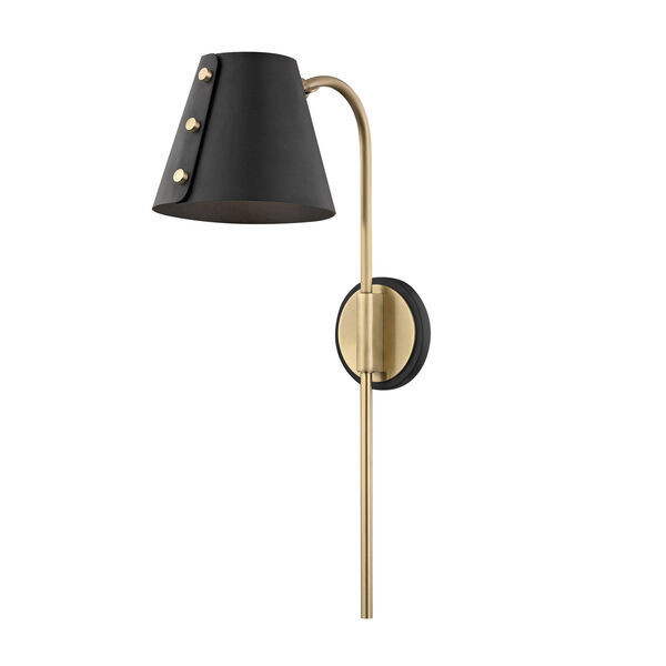 Meta Aged Brass 7-Inch LED Wall Sconce with Black Accents | Bellacor