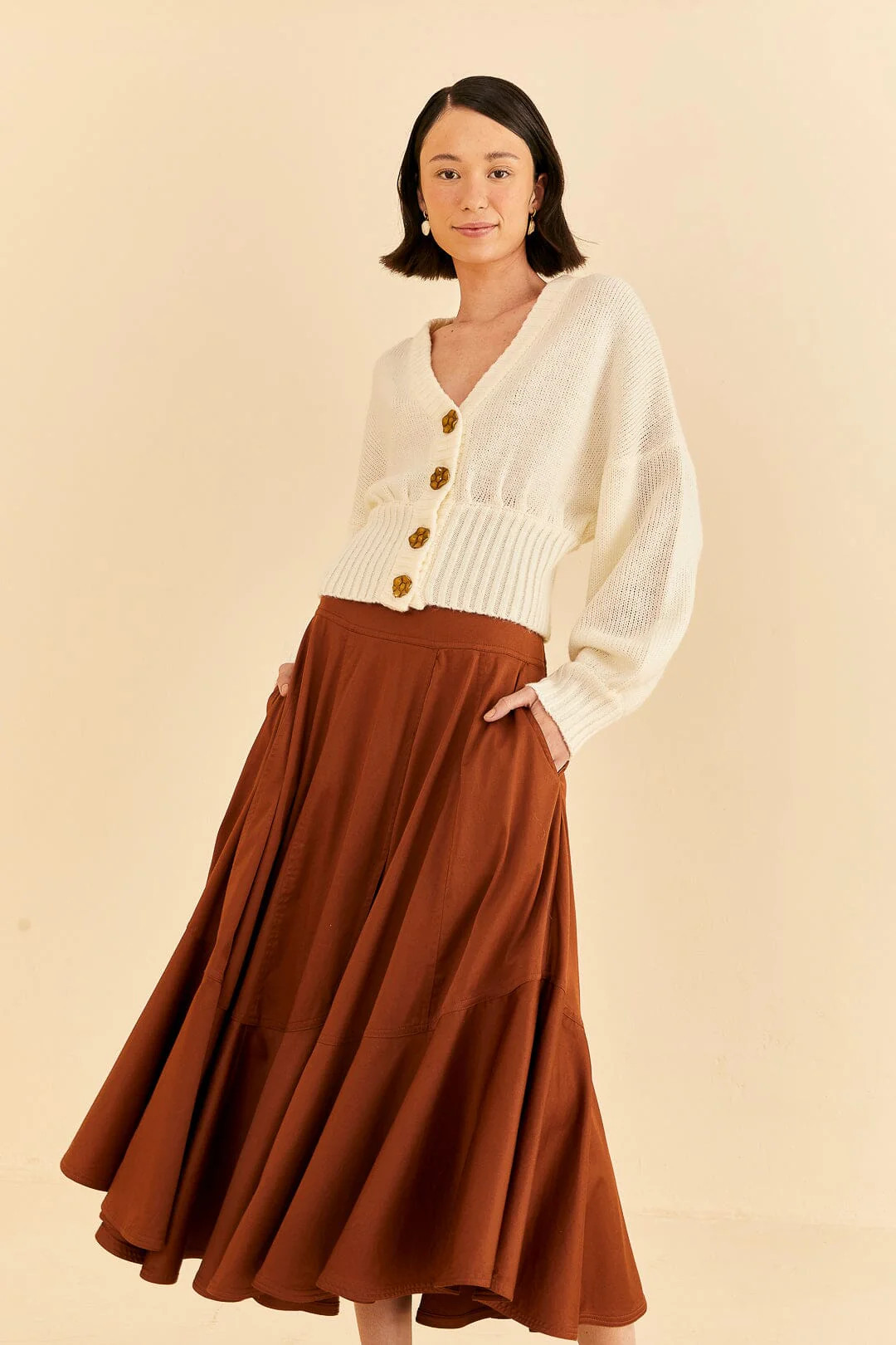 Caramel Ruffle Maxi Skirt | FarmRio (US)
