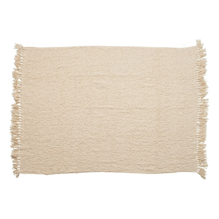 Creative Co-Op Cotton Blend BouclÃÂ© Throw with Fringe, Cream Color | Walmart (US)