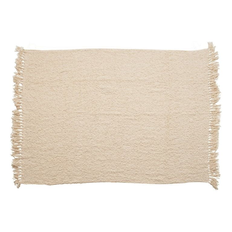 Creative Co-Op Cotton Blend BouclÃÂ© Throw with Fringe, Cream Color | Walmart (US)