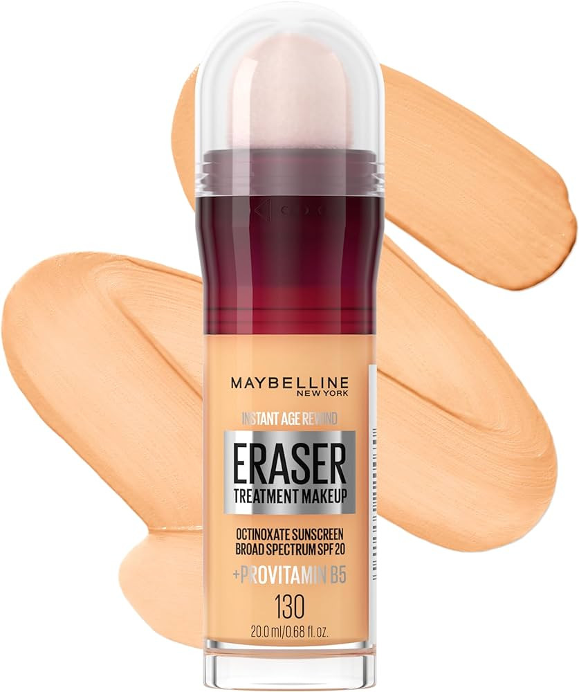 Maybelline Instant Age Rewind Eraser Foundation with SPF 20 and Moisturizing ProVitamin B5, 130, ... | Amazon (US)