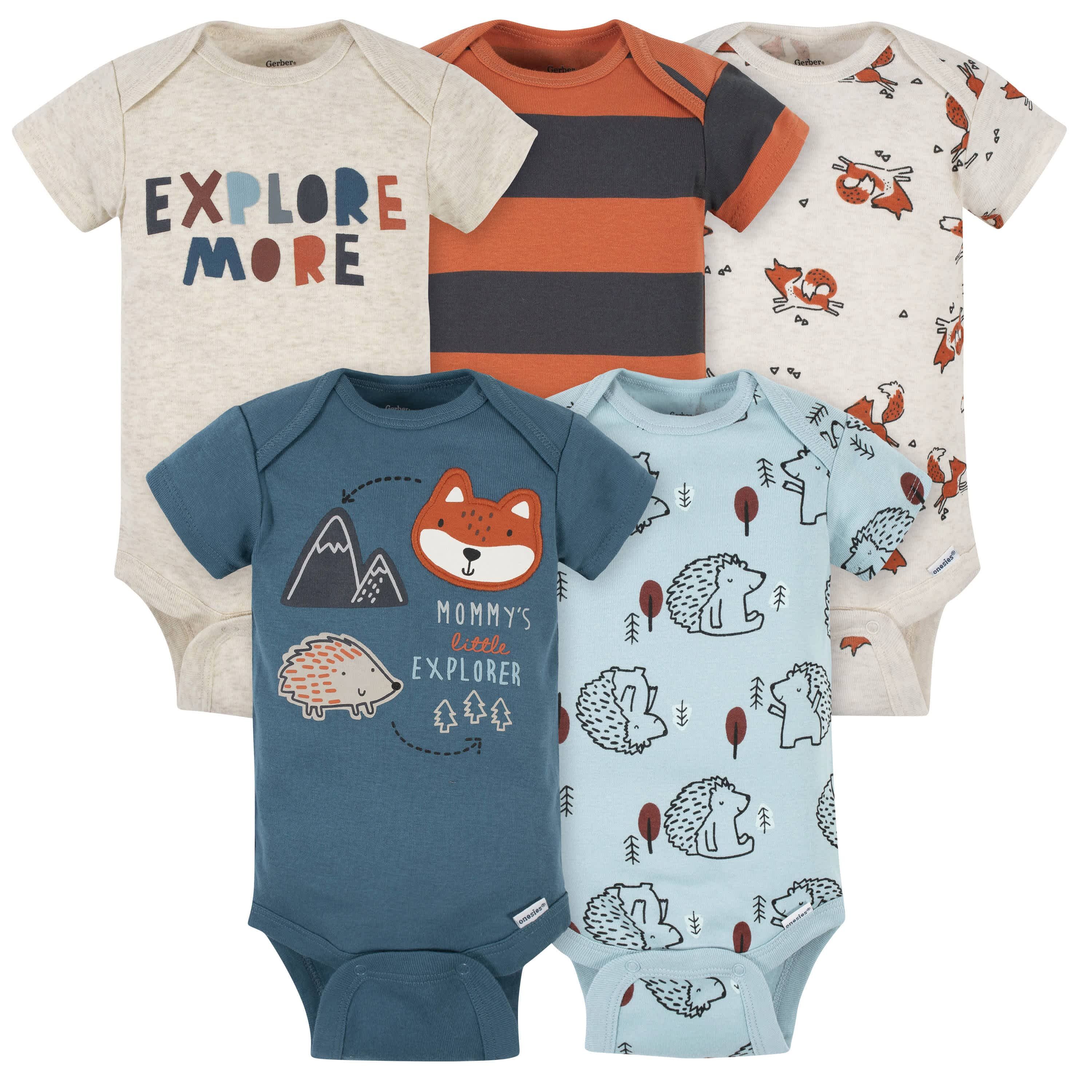 5-Pack Baby Boys Fox Short Sleeve Onesies® Bodysuits | Gerber Childrenswear