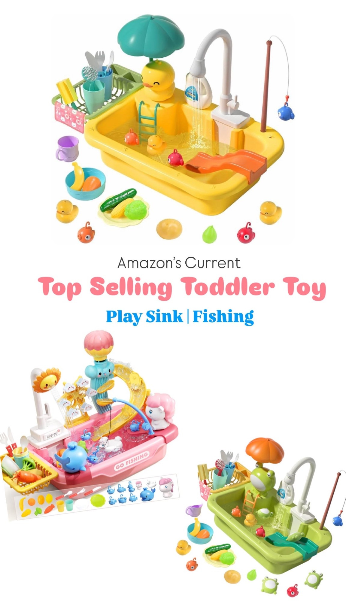 Independent play fun!
How cute are these water table toy sink’s with an electric faucet, fishing game, & kitchen accessories included!?
So far in 2026 these have sat as a top seller for toddler toys, with a few colors currently on sale for under $30! 🚿
This is also going to make for such a fun outdoor toy for independent play in the summertime & it would also be a cool toddler birthday gift!

#LTKMoms #Toys #ForKids #Toddler #TrendingToys #WaterTable #Playtime #PretendPlay #PopularToys #PlayKitchen #IndependentPlay #TopToys  #KidsToys #ToysForToddlers #AmazonFinds #ForKids #Fishing #TrendingToy

#LTKSaleAlert #LTKKids #LTKmomlife