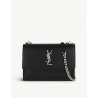 Saint Laurent Monogram Sunset medium leather cross-body bag, Women's, Black | Selfridges