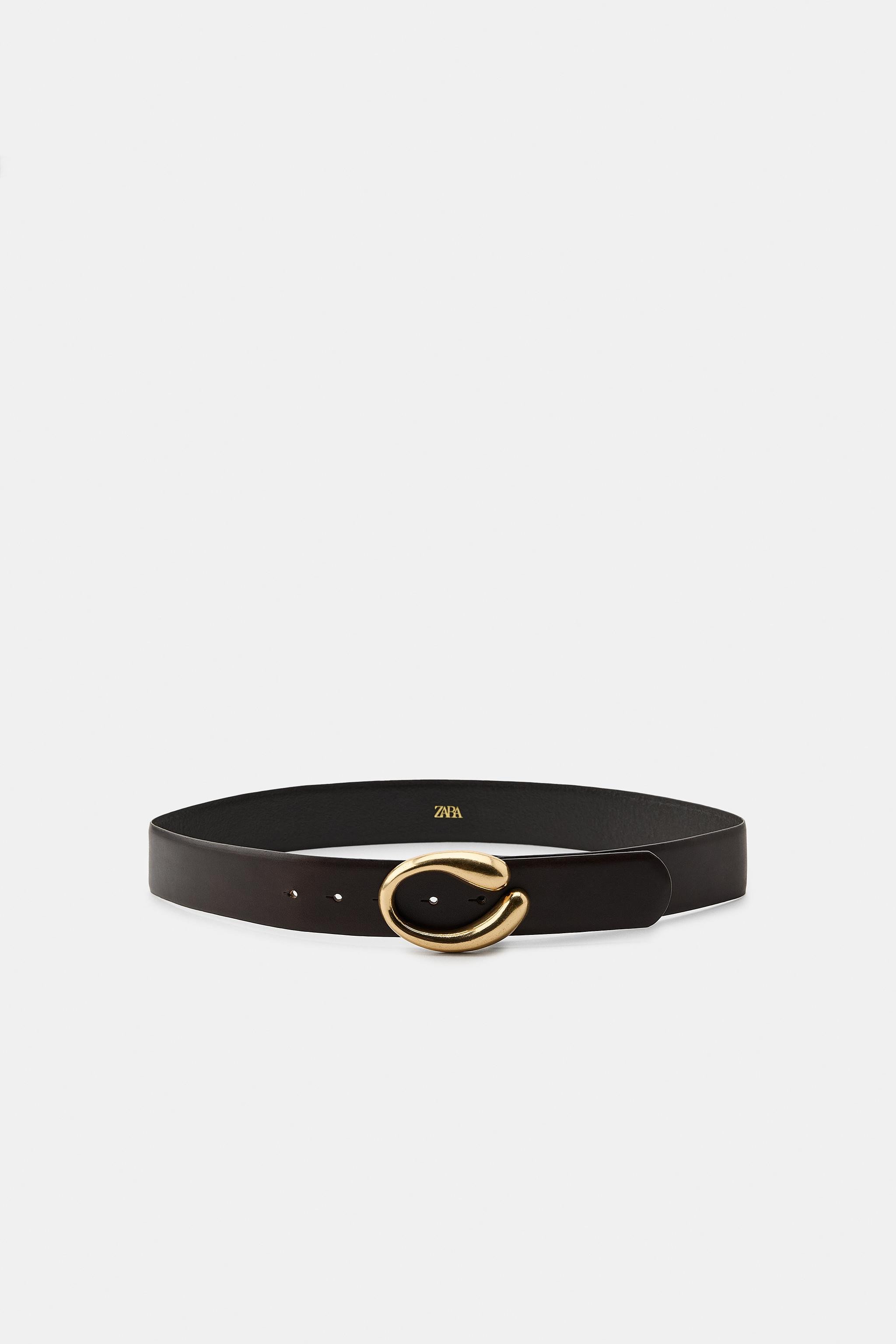 OVAL BUCKLE LEATHER BELT | Zara US