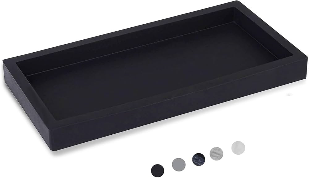 Small Silicone Bathroom Vanity Tray Rectangle Soap and Sponge Holder Kitchen Sink Organizer for S... | Amazon (US)