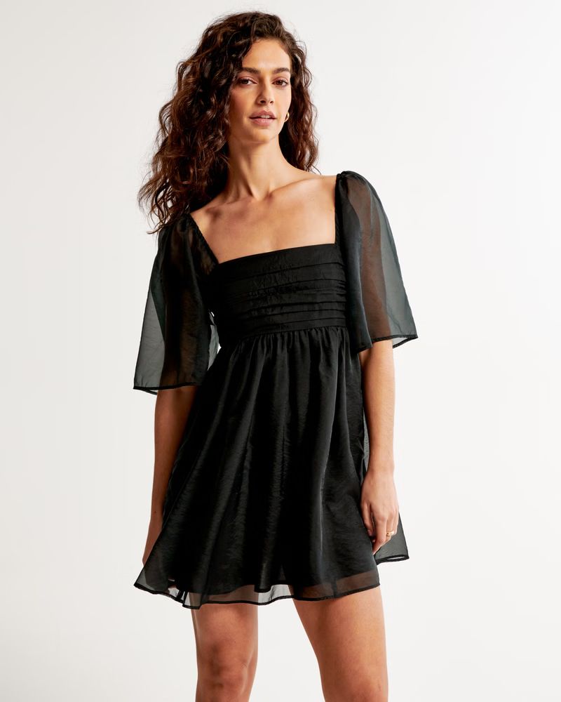 Emerson Ruched Angel Sleeve Mini Dress | Abercrombie & Fitch (US)