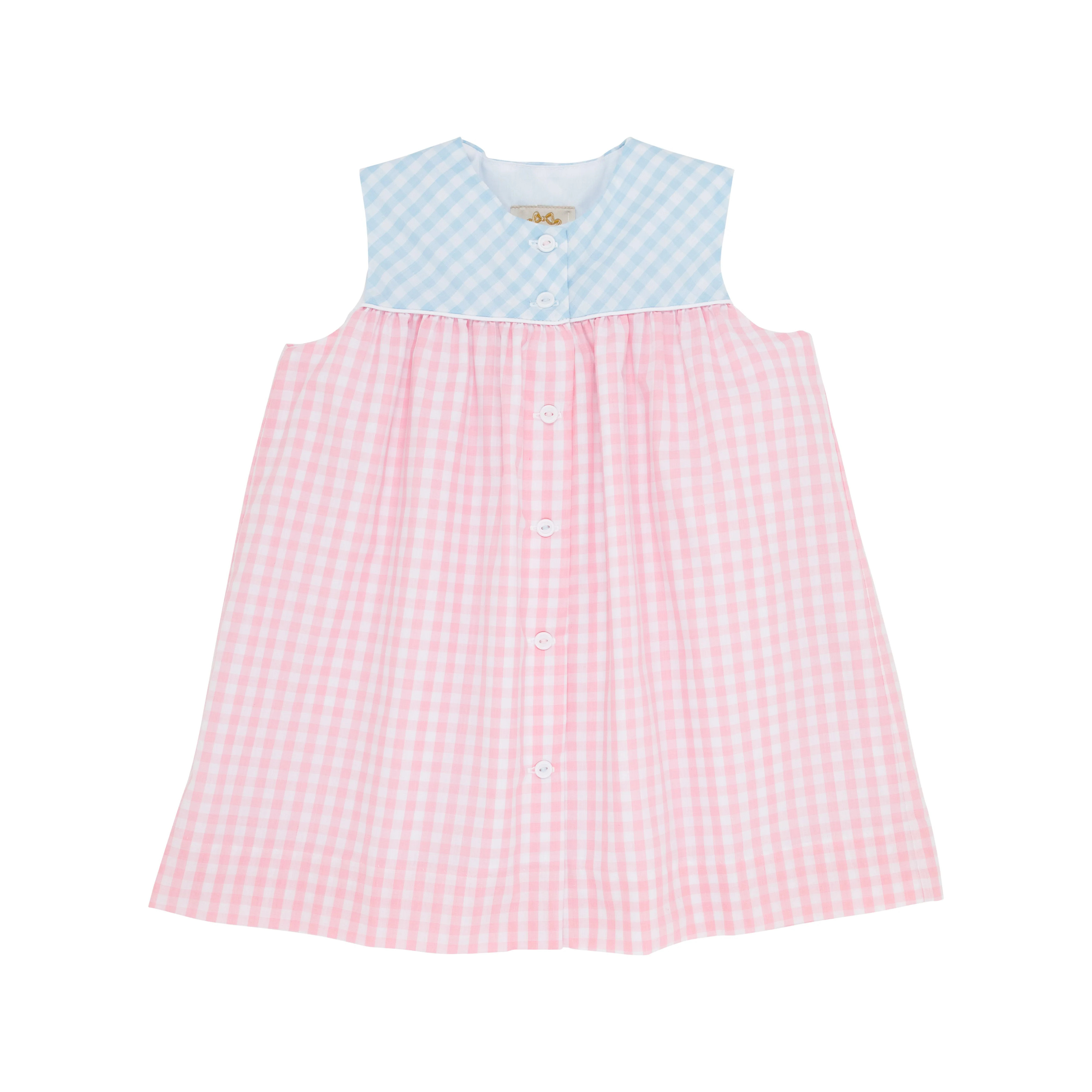 Sleeveless Tabitha's Teacher's Pet Dress - Sandpearl Pink & Buckhead Blue Gingham with Worth Aven... | The Beaufort Bonnet Company
