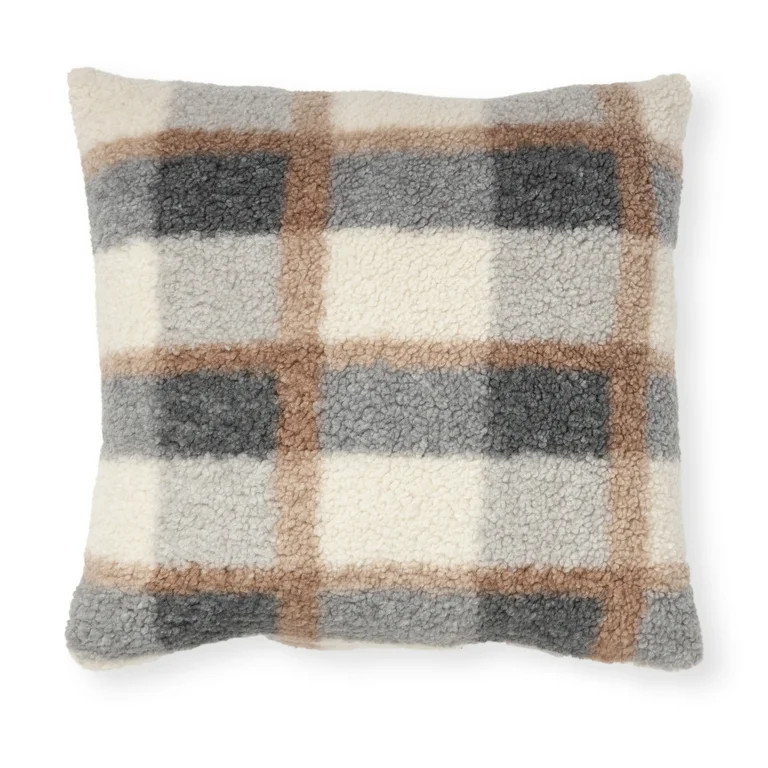 Mainstays Decorative Throw Pillow, Plaid, Multi, 18" Square, Single Pillow - Walmart.com | Walmart (US)