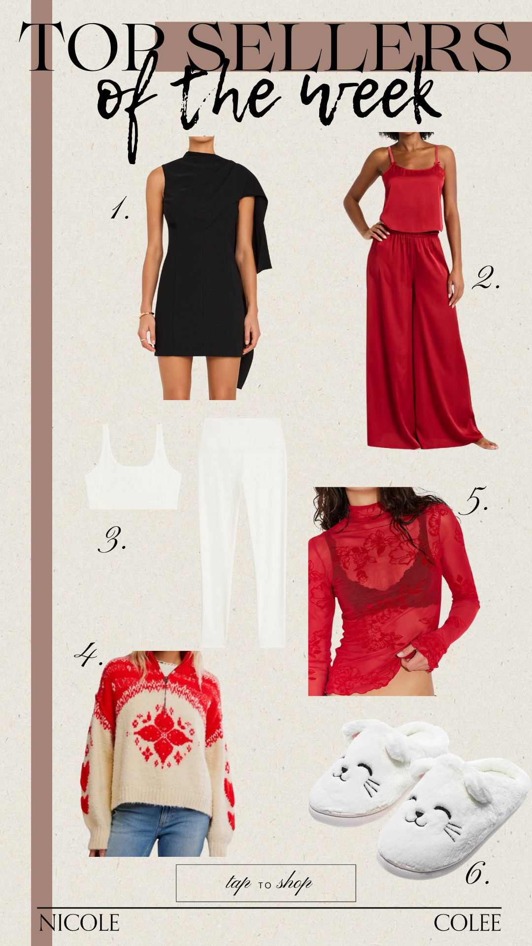 What you loved most this week!  All here for you to easily shop!

Nicole Colee, Amanda Uprichard, Target, Splits59, free people, slippers, gifts for her, red satin pj's, lbd, black dress 

 #LTKdayinmylife #LTKstorytime #LTKSaleAlert