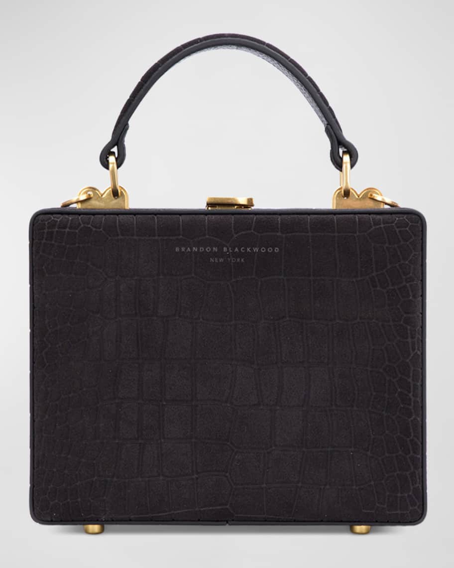 Brandon Blackwood Kendrick Trunk Mini Croc-Embossed Top-Handle Bag | Neiman Marcus
