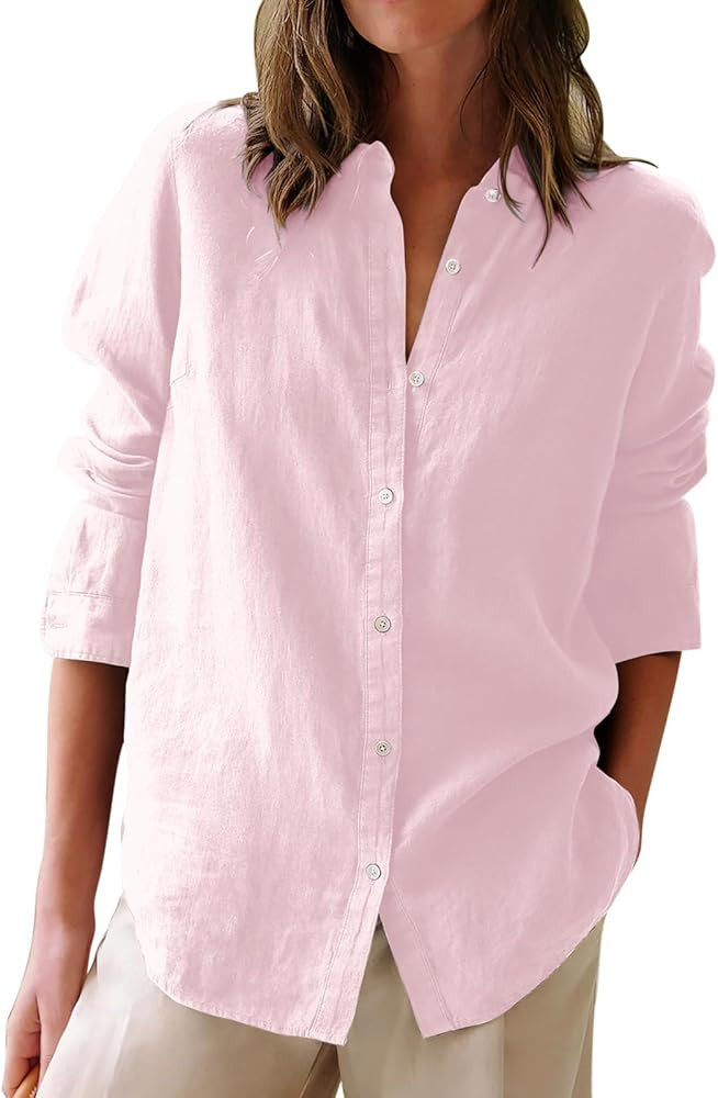 Button Down Shirts for Women Cotton Oxford Shirts Long Sleeve Dress Shirts Collared Blouses Work ... | Amazon (US)