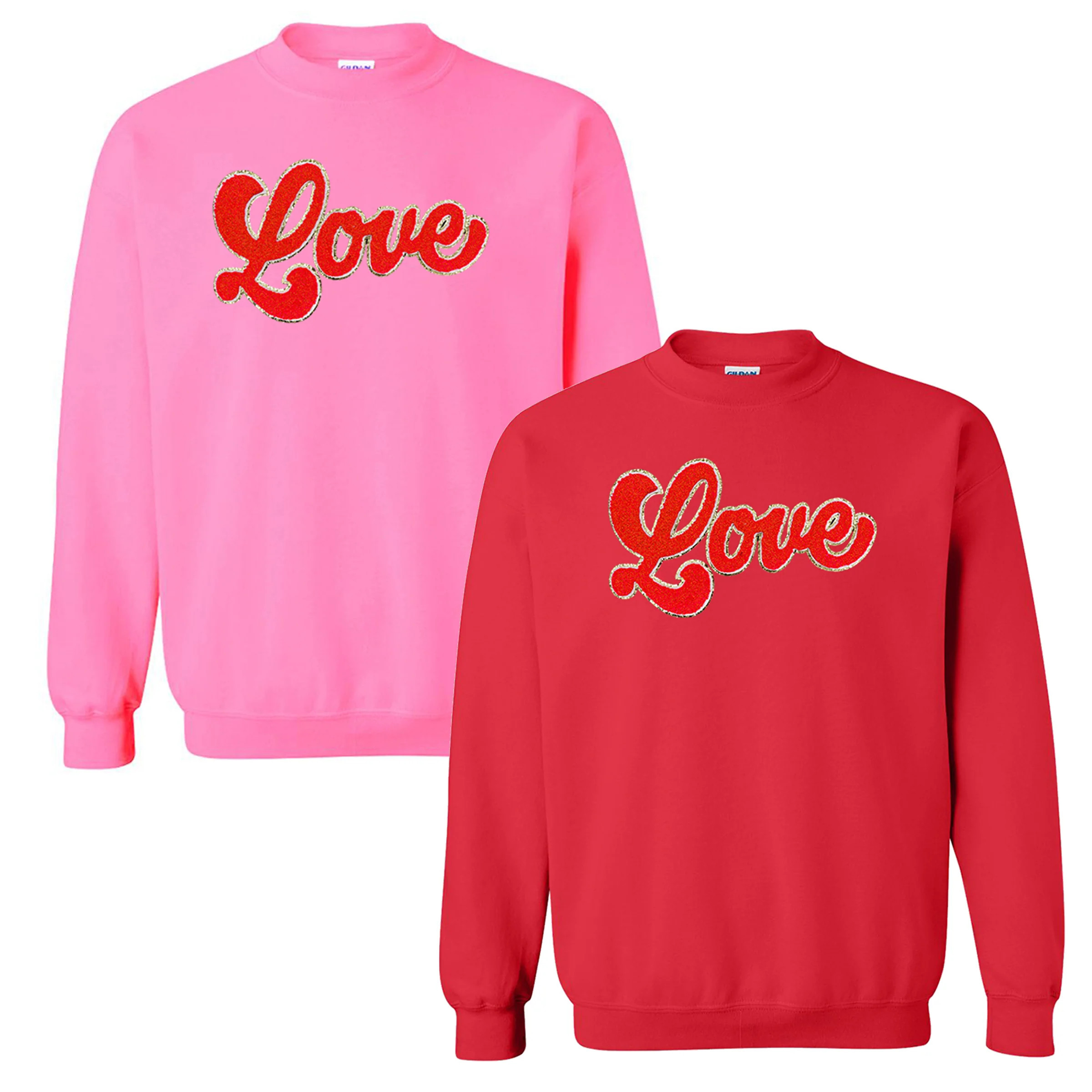 Script Red Love Letter Patch Crewneck Sweatshirt | United Monograms