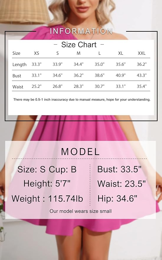 Byinns Women's 2023 Summer One Shoulder Cocktail Dress Ruffle Sleeveless Smocked Dress Party Wedd... | Amazon (US)