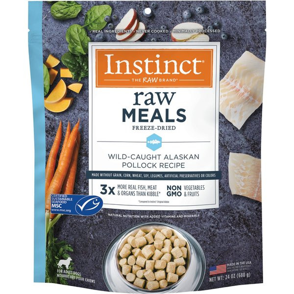 INSTINCT Meals Wild-Caught Alaskan Pollock Recipe Grain-Free Freeze-Dried Raw Dog Food, 24-oz bag... | Chewy.com
