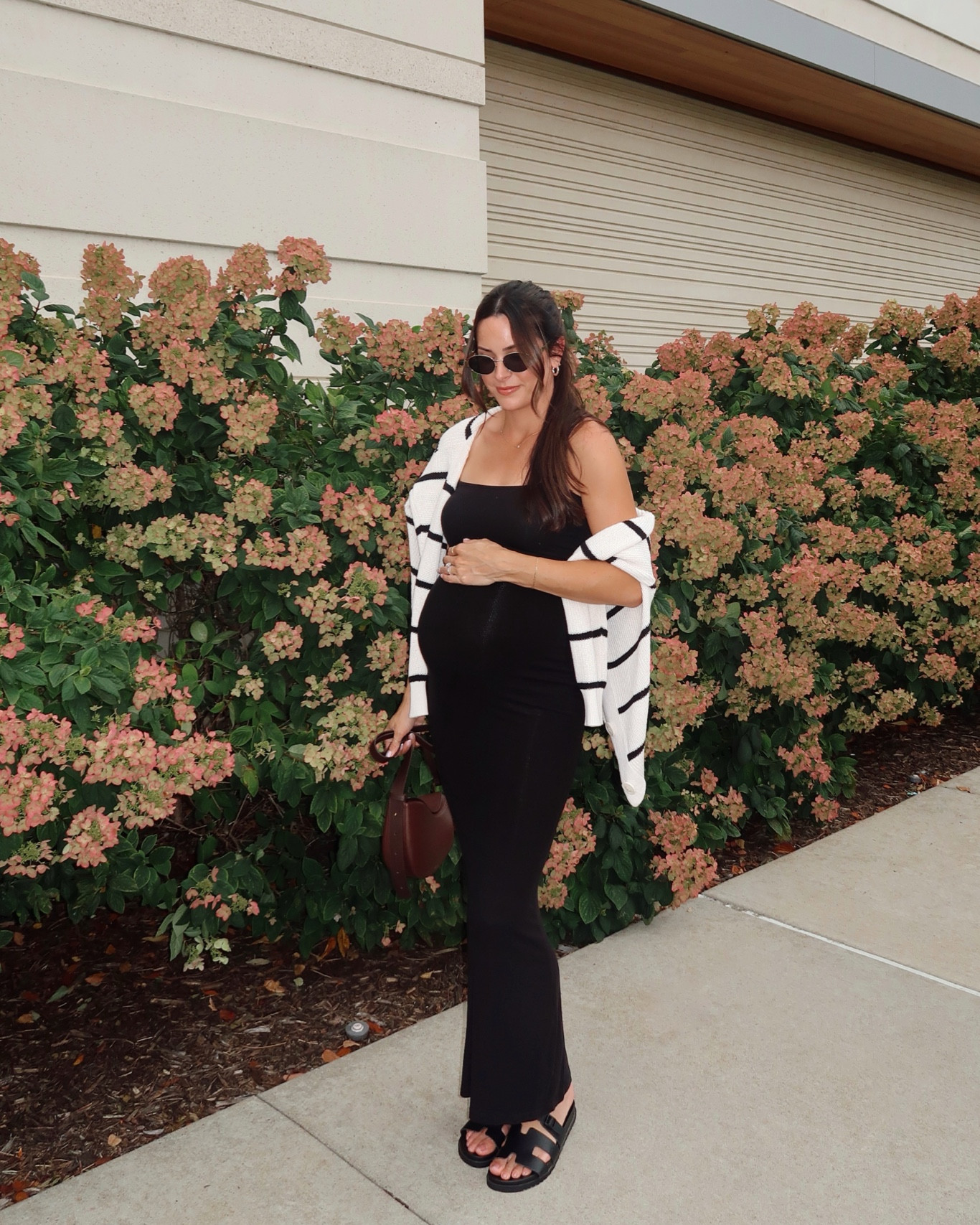 Bump friendly fall transitional outfit 🖤

Maxi dress: true to size (S) stretchy
Stripe cardigan: sized up to a M for a roomier fit 
Sandals: true to size 

#LTKBump #LTKFindsUnder50 #LTKFindsUnder100