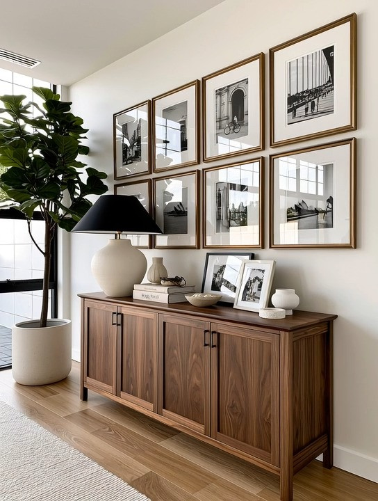 Understated elegance is rarely about adding more. It’s about choosing the right pieces.

A beautiful wall gallery over a polished wooden console table creates one of those timeless combinations that works almost anywhere in the home. For the frames, we love antique or brushed gold—they bring warmth and elegance while giving even simple photographs a more collected, intentional presence.

What goes inside the frames? That’s personal. Family memories, places you’ve traveled, architecture, landscapes, black-and-white photography or art you simply love. We help with the frames; you tell the story.

Then complete the space with an oversized sculptural table lamp and a beautiful fiddle leaf fig tree. The lamp adds scale and warmth, while the greenery keeps all that wood and gold feeling natural and alive.

Simple. Personal. Timeless. And beautifully intentional.

Explore our wall gallery frames, sculptural lamps and greenery edit to create your own version.

#WallGallery #TimelessDecor #ElegantInteriors #ElegantAndDriven 

 #LTKHome