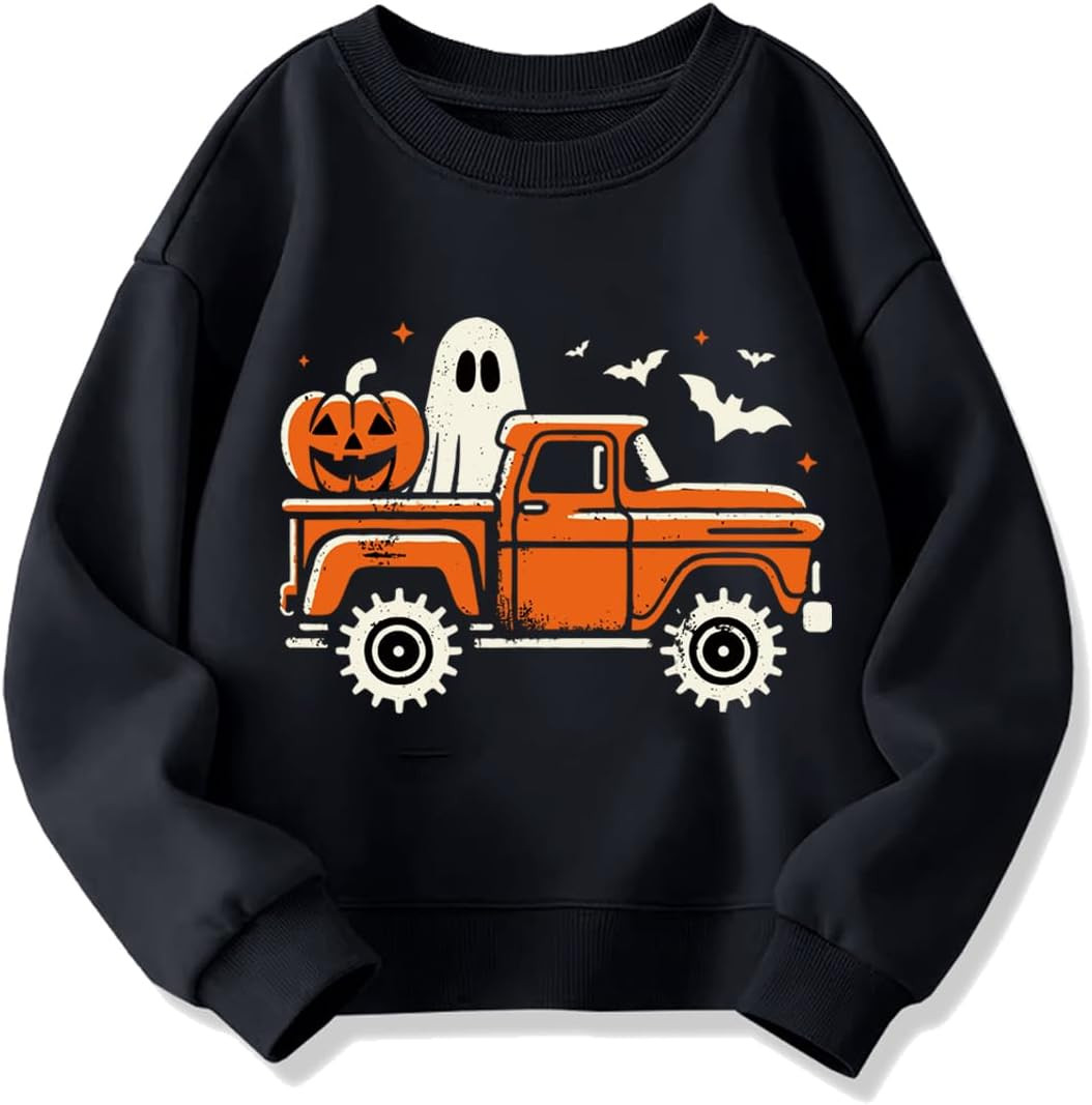 Kids Halloween Sweatshirt Boys Girls Pumpkin Ghost Toddler Shirt Crewneck Long Sleeve Graphic Top for 2-8T | Amazon (US)