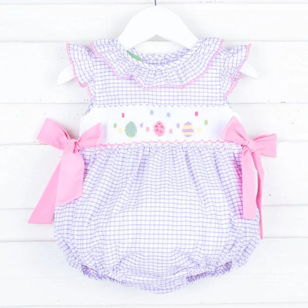 Easter Eggs Smocked Lavender Beverly Bubble | Classic Whimsy