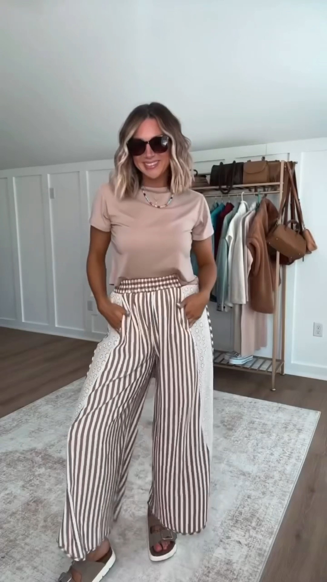 Oversized, comfy, breathable, and the kind of flowy pants you throw on once and immediately want in every color! 

Pairing these striped pants with lace detail with a soft boxy tee, slip on sandals, and my favorite sunnies for an easy outfit that's perfect for errands, brunch, vacation, or just surviving the summer heat while still looking cute. Because comfort and cute can absolutely exist together!  

 #LTKootd #LTKmomlife #LTKSeasonal