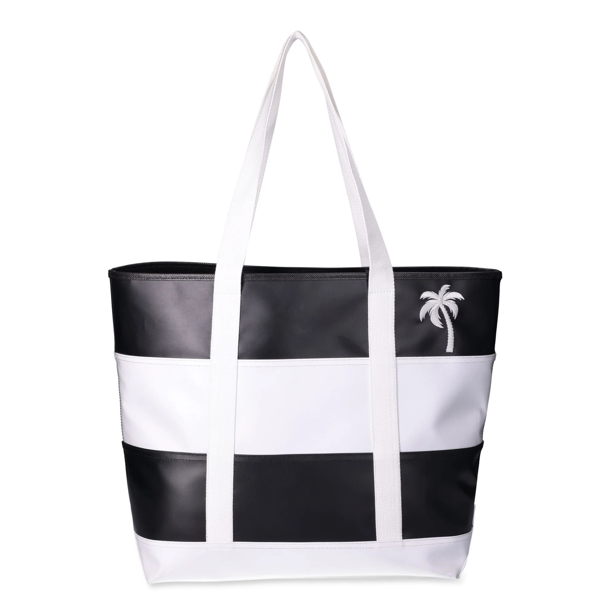 Time and Tru Women's Striped Beach Tote with Embroidered Accent - Walmart.com | Walmart (US)