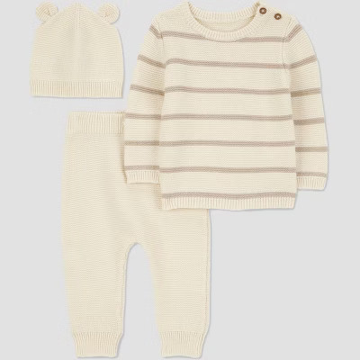 Carter's Just One You® Baby 3pc Striped Bear Sweater Top & Pants Set - Cream | Target