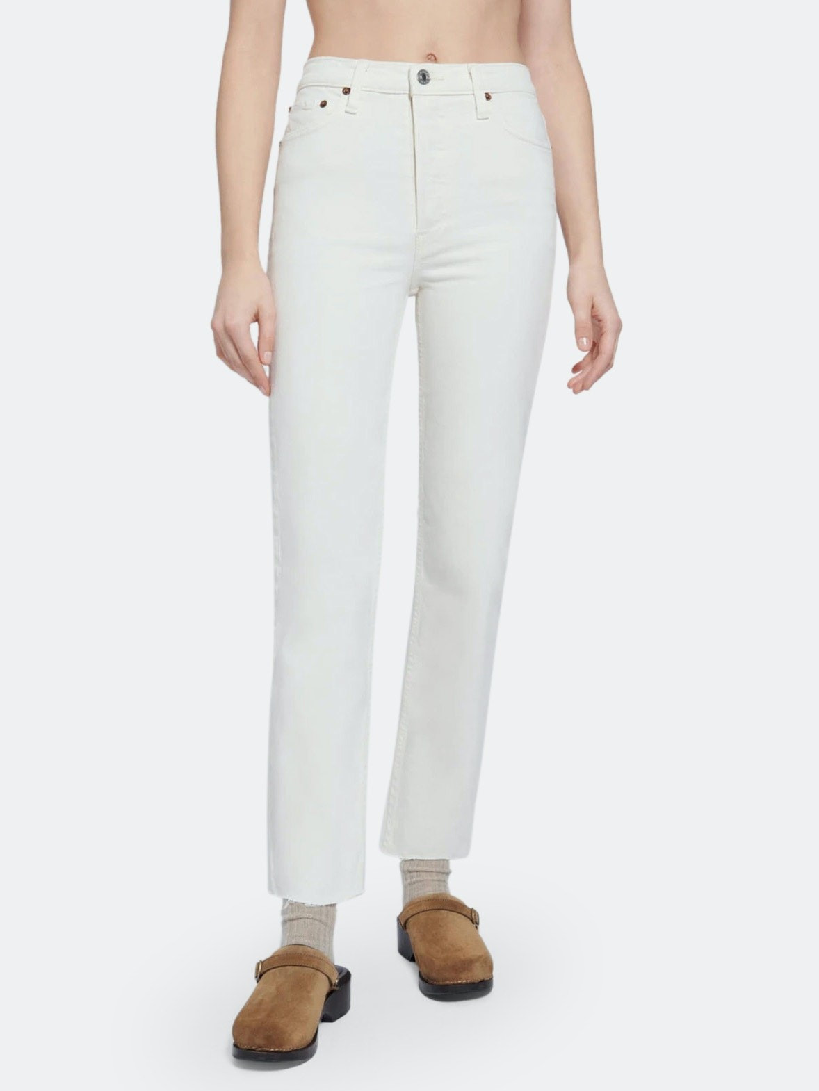 70s High Rise Stove Pipe Ankle Cut Straight Jeans | Verishop