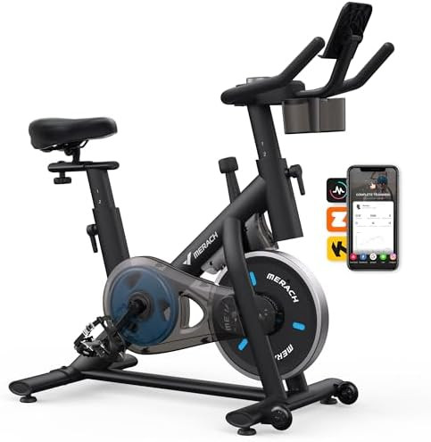 MERACH Exercise Bike, Brake Pad Stationary Bike with Exclusive App, Low Noise Indoor Cycling Bike... | Amazon (US)