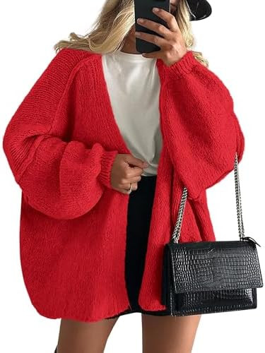 PRETTYGARDEN Womens Oversized Cardigan Sweaters 2025 Fall Long Lantern Sleeve Knit Open Front Lig... | Amazon (US)