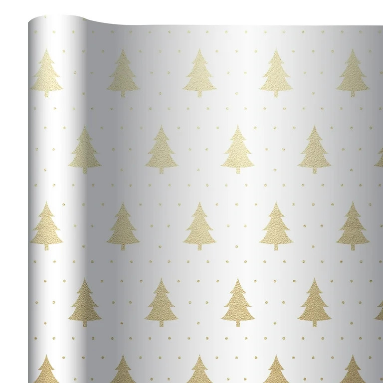 Gold and White Trees Premium Heavyweight Christmas Wrapping Paper, 25 sq ft, by My Texas House | Walmart (US)