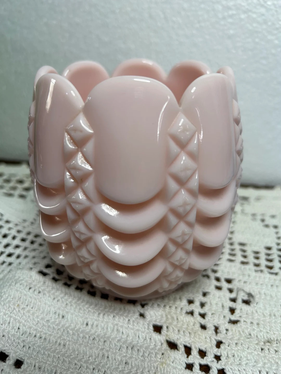 Fostoria Soft Pink Milk Glass Drape Vase 4 - Etsy | Etsy (US)