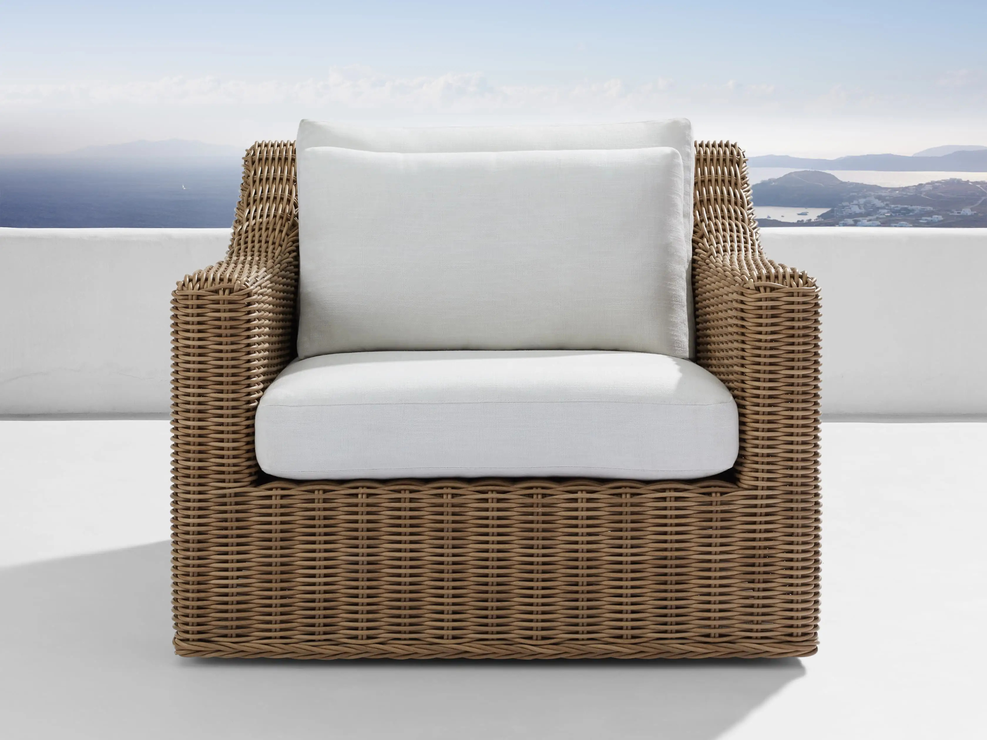 Montauk Outdoor Swivel Chair in Weathered Natural | Arhaus