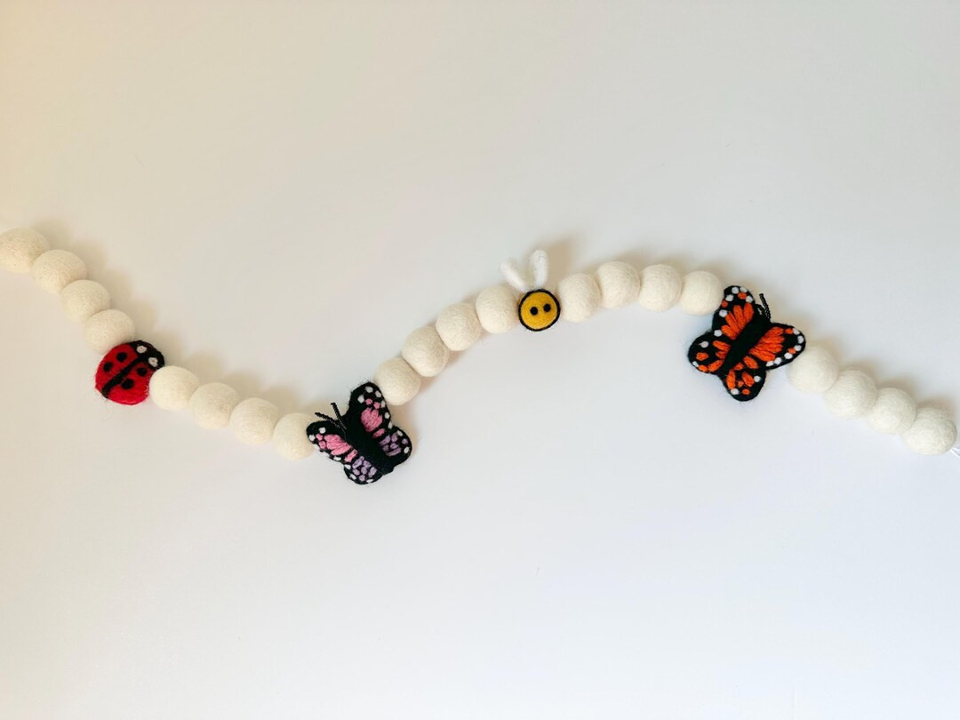 Customizable Wool Bug Garland - Felt Butterflies, Lady Bug, Bumble Bee Bunting - Spring Summer Ba... | Etsy (US)