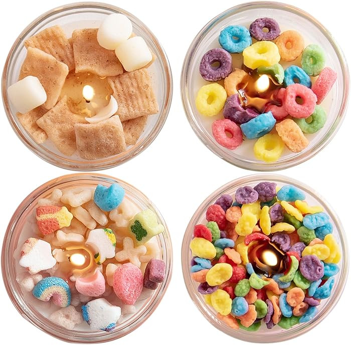 Mini Mix Funny Cereal Bowl Scented Soy Vegetable Wax Candles for Birthday Party Wedding Favor (4p... | Amazon (US)
