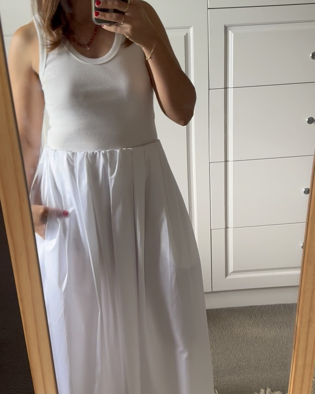 Aere scoop neck singlet top in size 8, & Other Stories skirt in size small. Reliquia Jewellery Luneth necklace. All on sale at THE ICONIC! #ad #gifted 

#LTKspring #LTKaustralia #LTKsummer