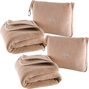 BlueHills Premium Soft 2-Pack Travel Blanket Pillows Airplane Large Plane Flight Throw Travel Bla... | Amazon (US)