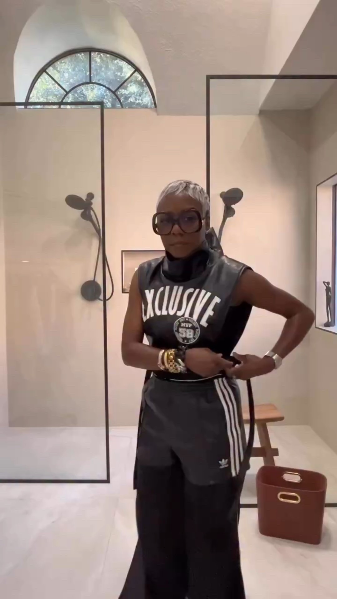 Faux leather top and shorts