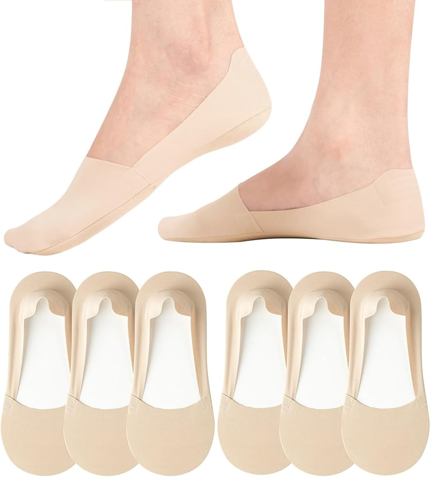 No Show Socks Womens Nylon Non Slip Low Cut Invisible Liner Footies Thin Silk Socks for Flats Loa... | Amazon (US)